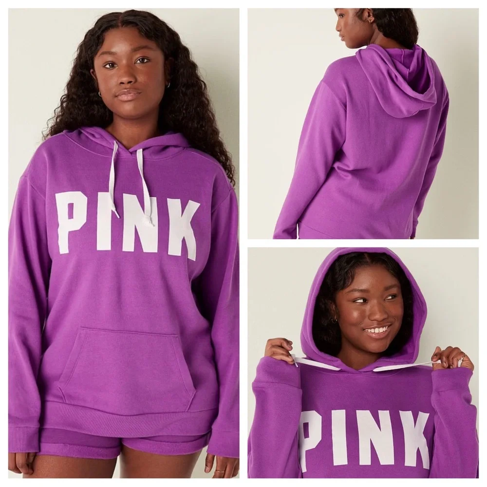 Vs Victorias Secret Pink Everyday Lounge Campus Pullover Hoodie Sweater Top XXL